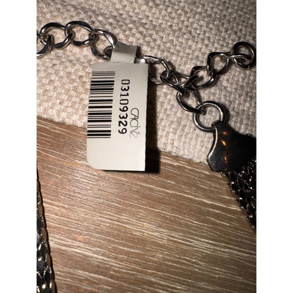 Cache Silver Tone Multi Strand Chain Statement Necklace Fashion Jewelry - Picture 4 of 6